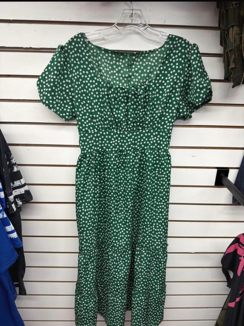 Green Floral Midi Dress Puff Sleeve
Cottagecore Size Small